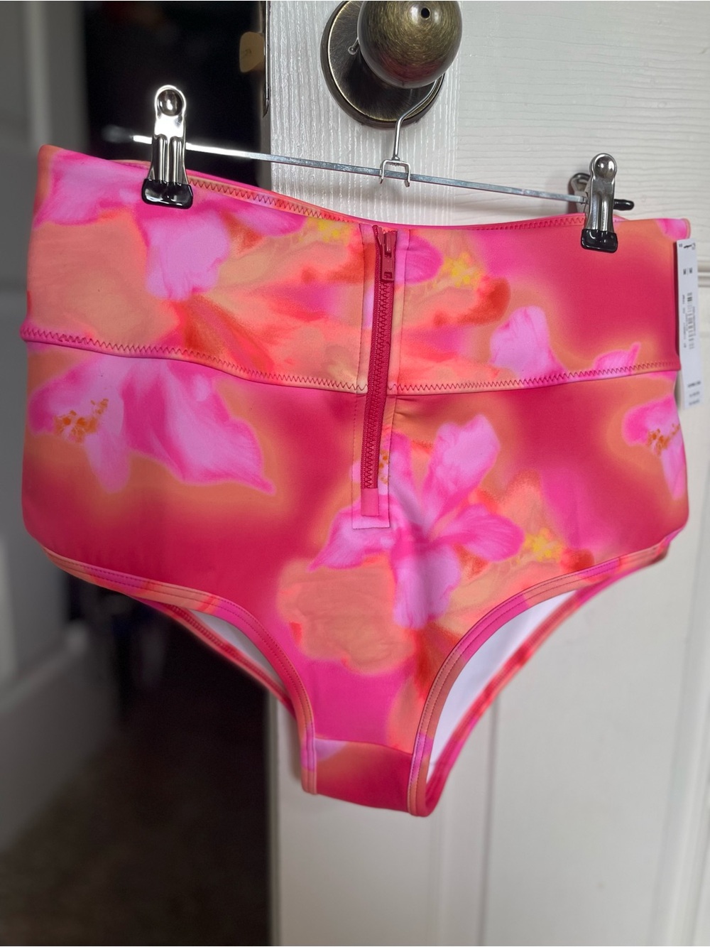 PINK Victoria's Secret Pink & Orange Floral High-Rise Bikini Bottom